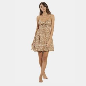 Maaji Radiant Meadow Kamala Floral Cover-Up Sundress in Yellow/Brown Multi Sz M